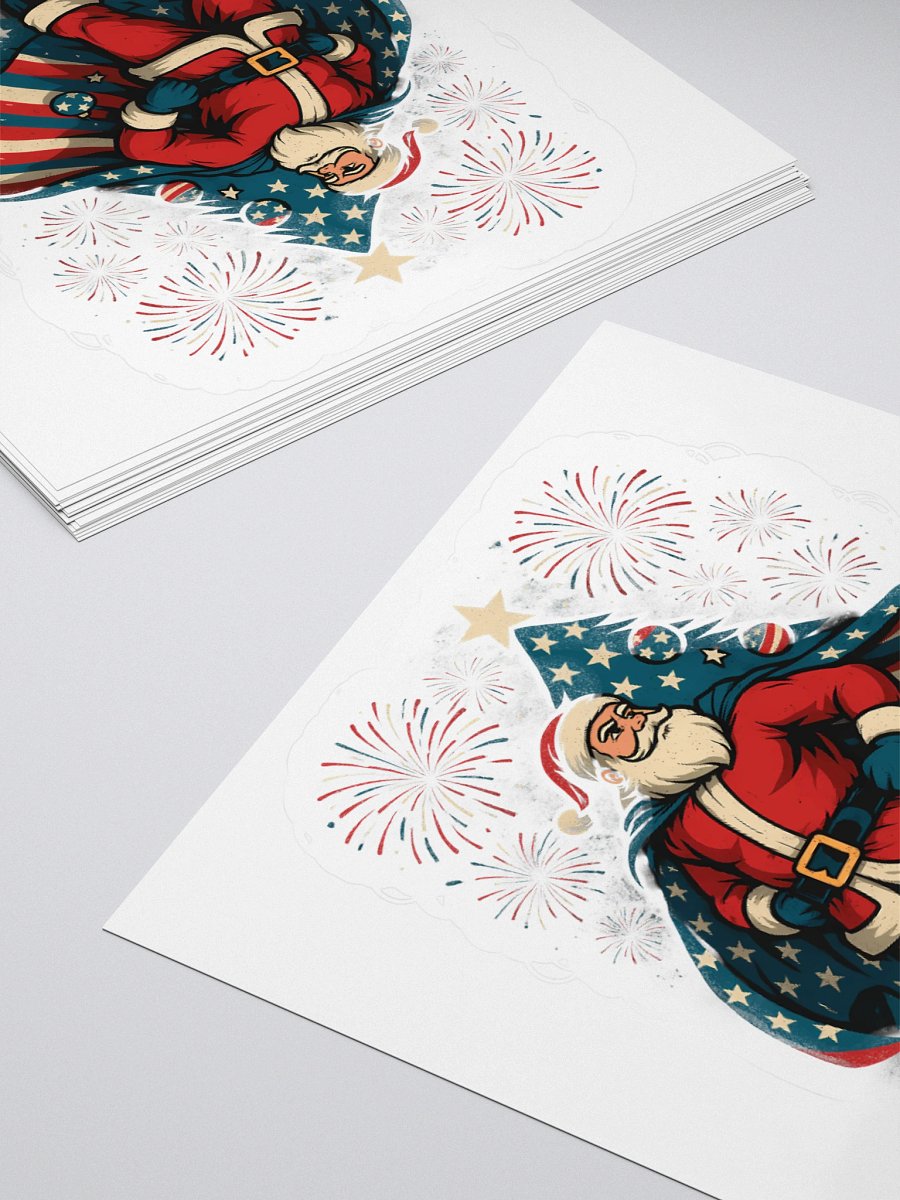 Patriotic Santa Claus American Flag Superhero Christmas Tree Kiss Cut Stickers product image (4)