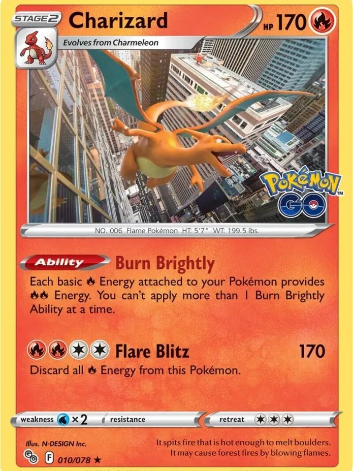 Pokémon Trading Card – Charizard (Pokémon GO, #010/078) - NM product image (1)