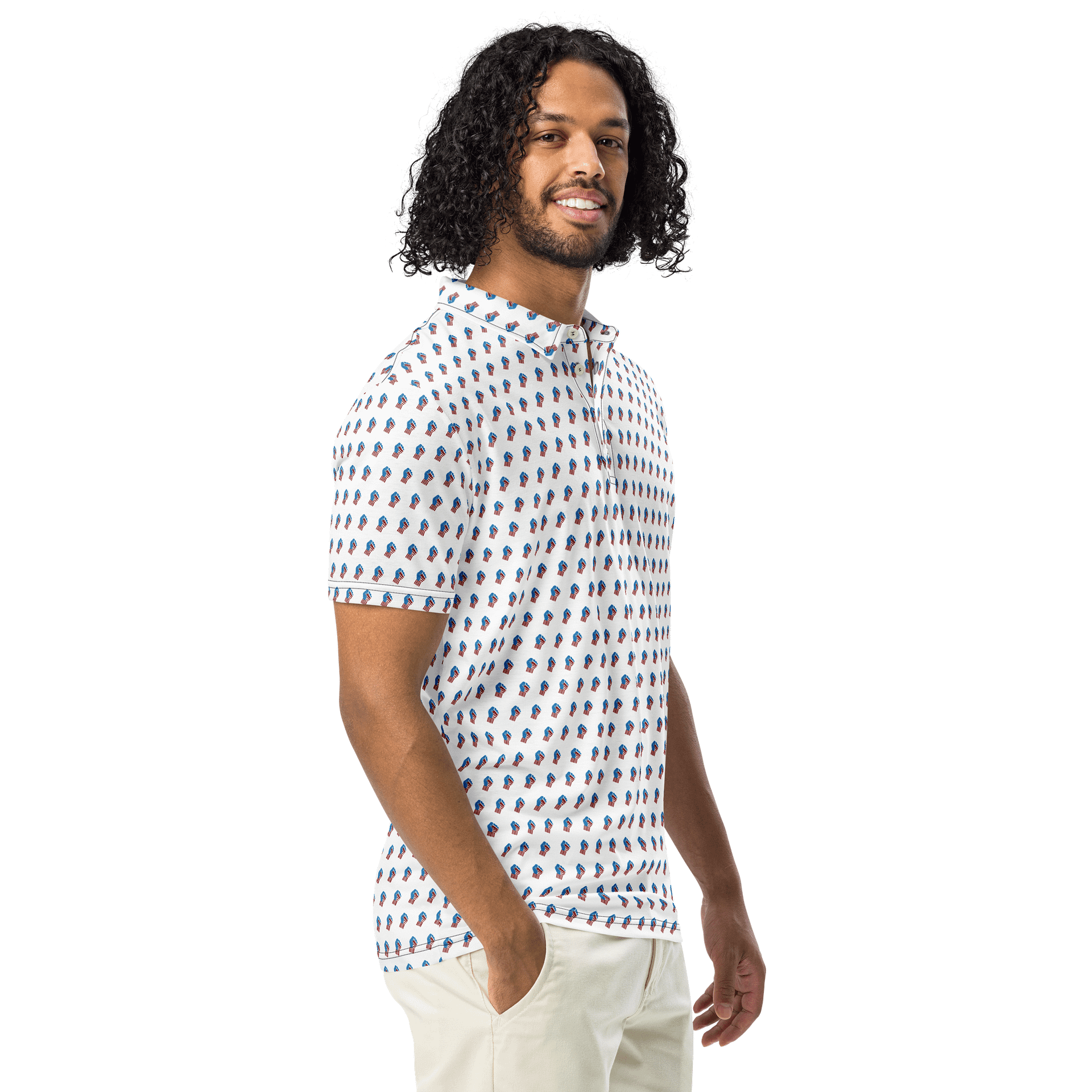 TFOT SlimFit America 1st White Fist Polo Shirt product image (3)