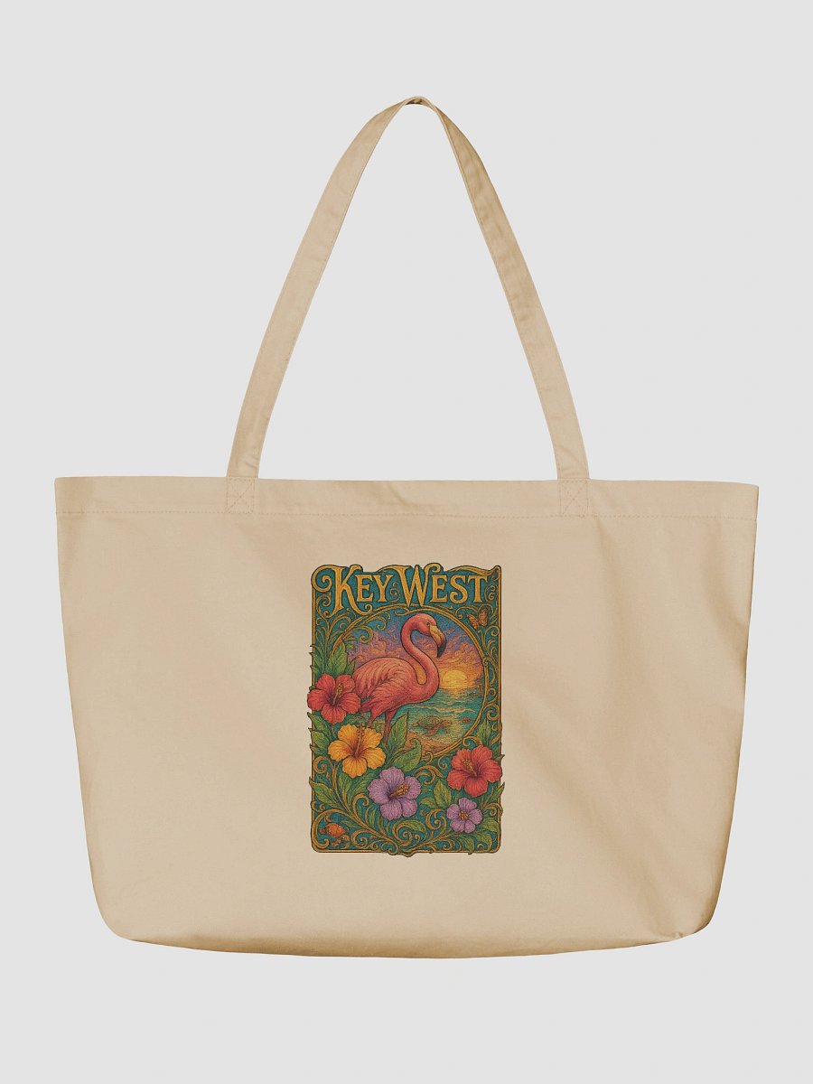 Key West Organic Cotton Tote Bag with Flamingo and Hibiscus product image (4)