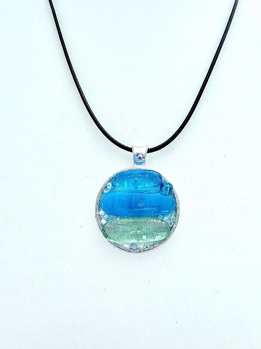 Coastal Calm Horizon Pendant Necklace | Handmade Glass Art Jewelry | Monique Faella Designs™ | MFD-00206 product image (4)