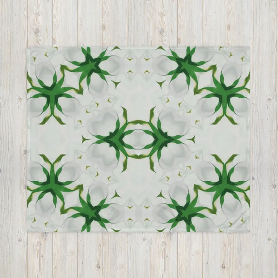 White & Green Floral Throw Blanket product image (6)