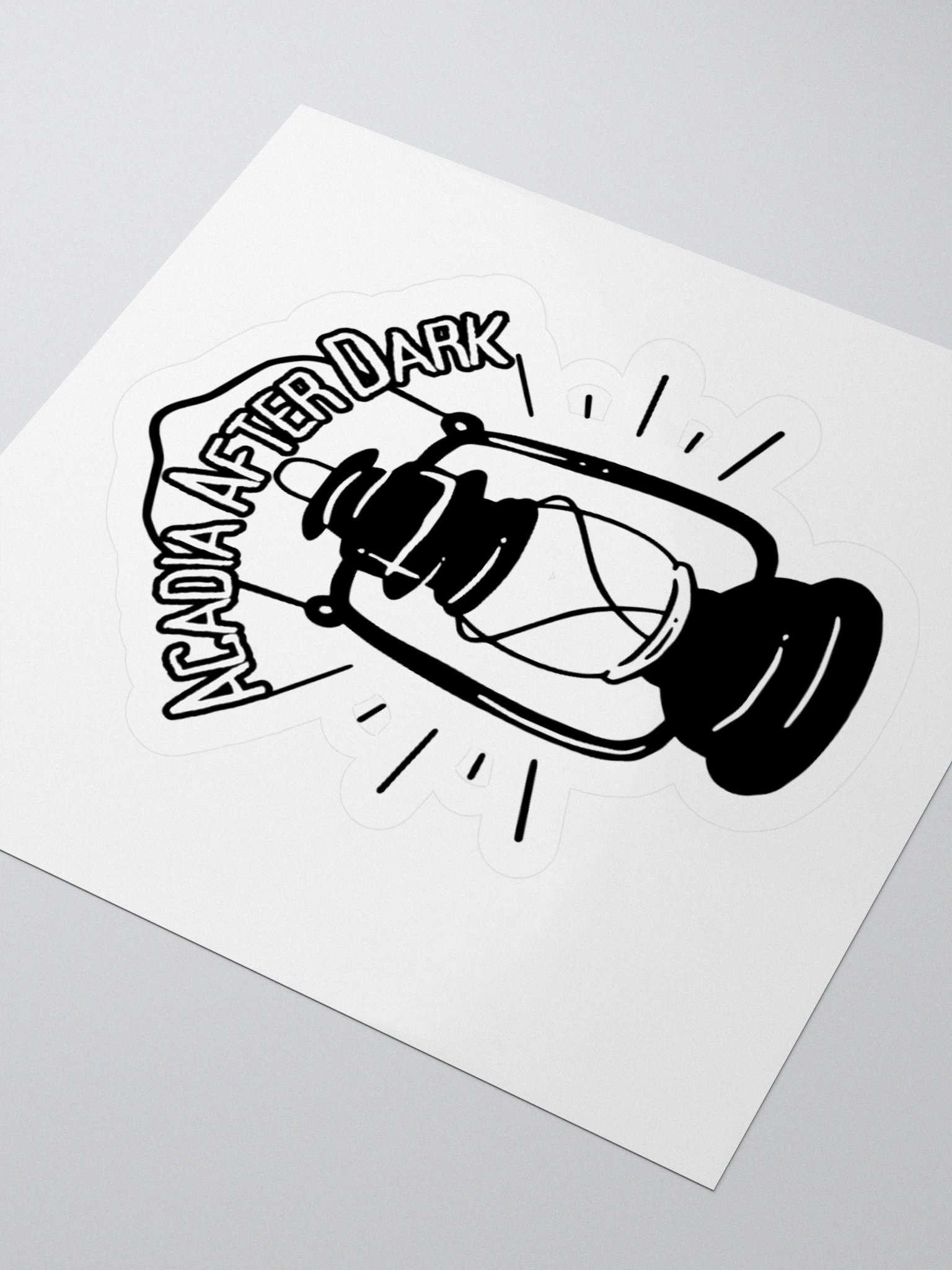 Acadia After Dark Lantern Sticker Old School Black & White product image (8)