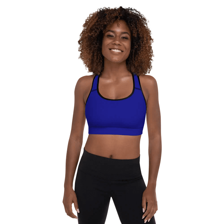 Plain Color Navy Blue Padded Sports Bra product image (1)