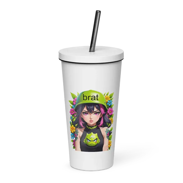Brat 20 oz Tumbler Cup - White - Insulated Tumbler with a Straw v6 product image (1)
