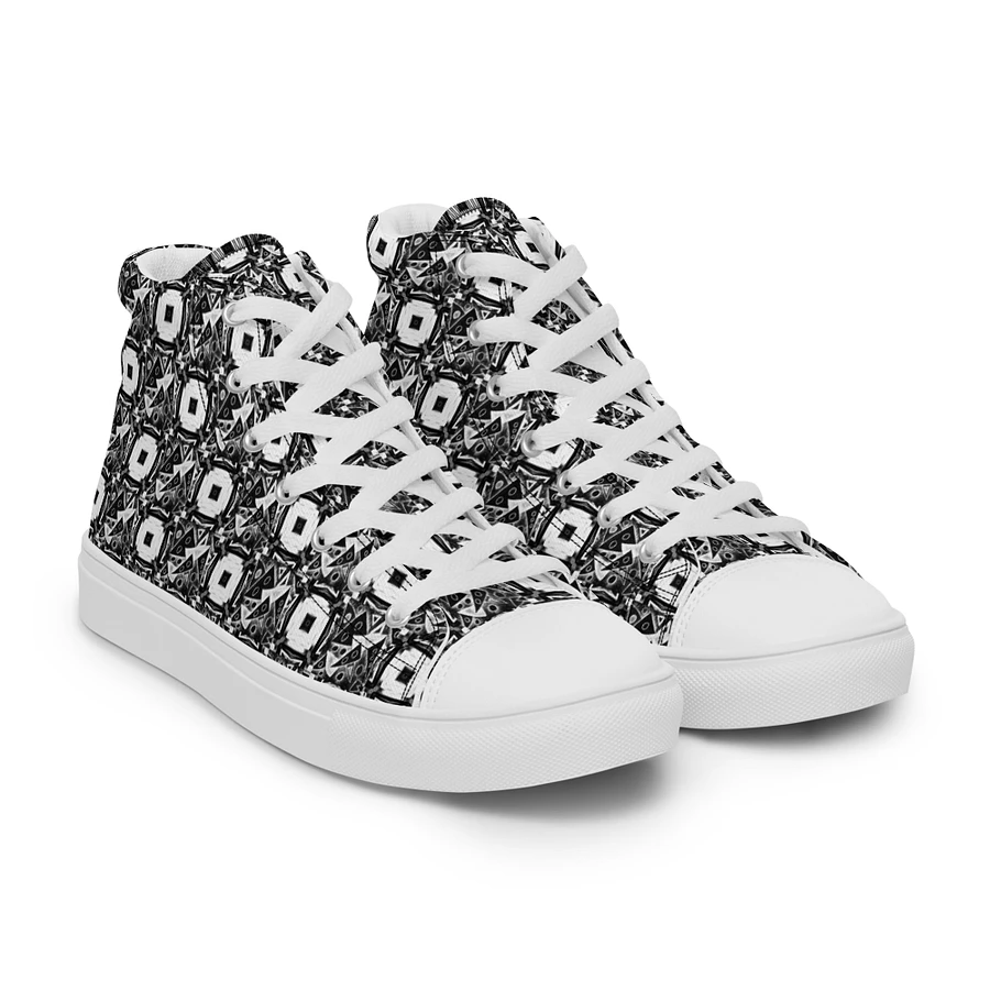 Abstract Monochrome Pattern Shapes and Squares Men's Canvas Shoes High Tops product image (52)