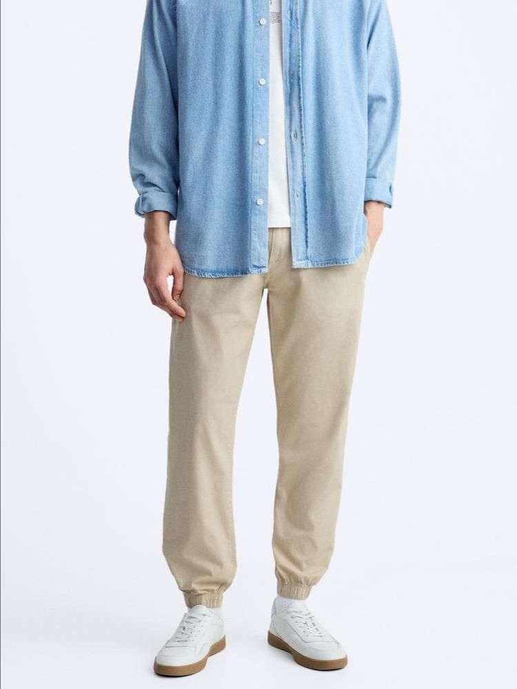 POPLIN JOGGER WAIST TROUSERS product image (6)