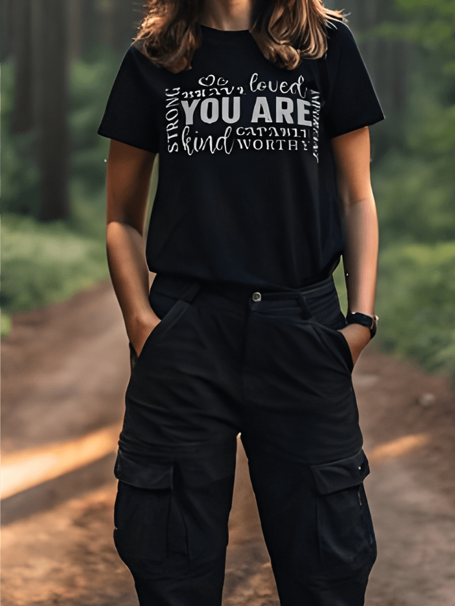 You Are Loved Strong Kind Brave - Women's Black T-Shirt product image (1)