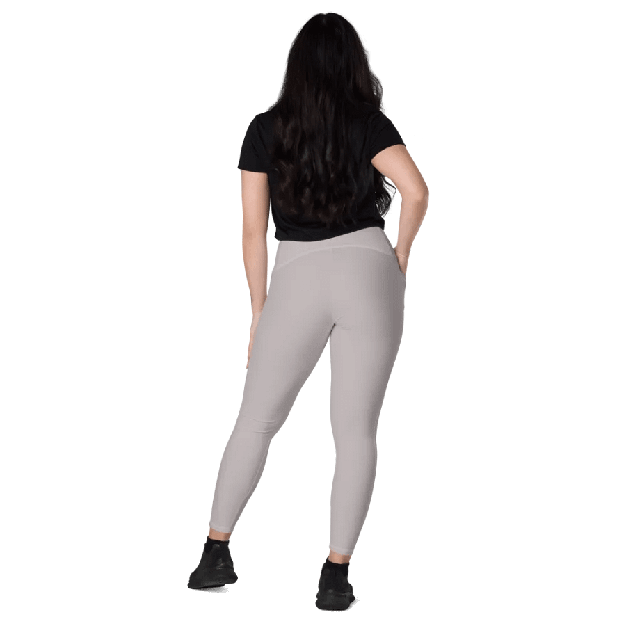 Plain Gray True Summer Women's High Waisted Premium Crossover Leggings with Pockets by Treasure Pie product image (10)