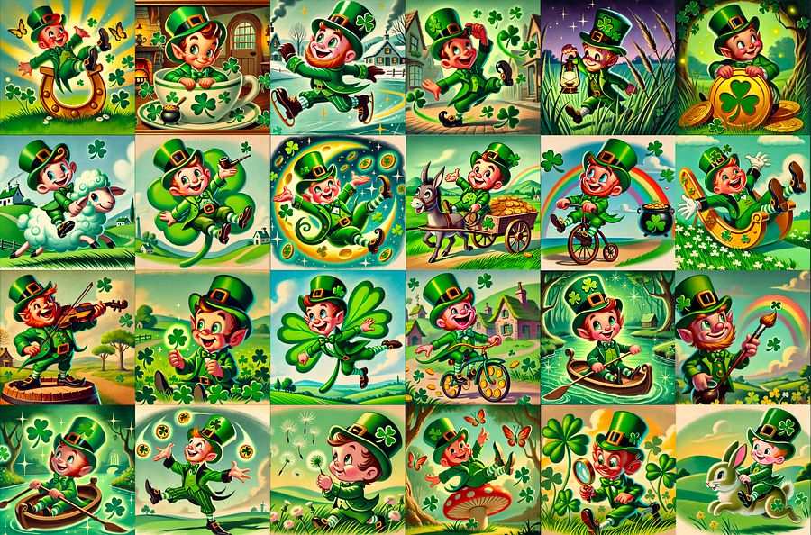 St. Patrick's Day Lucky Leprechauns Digital Paper Pages, Scrapbook, Junk Journal or Printable Images product image (4)