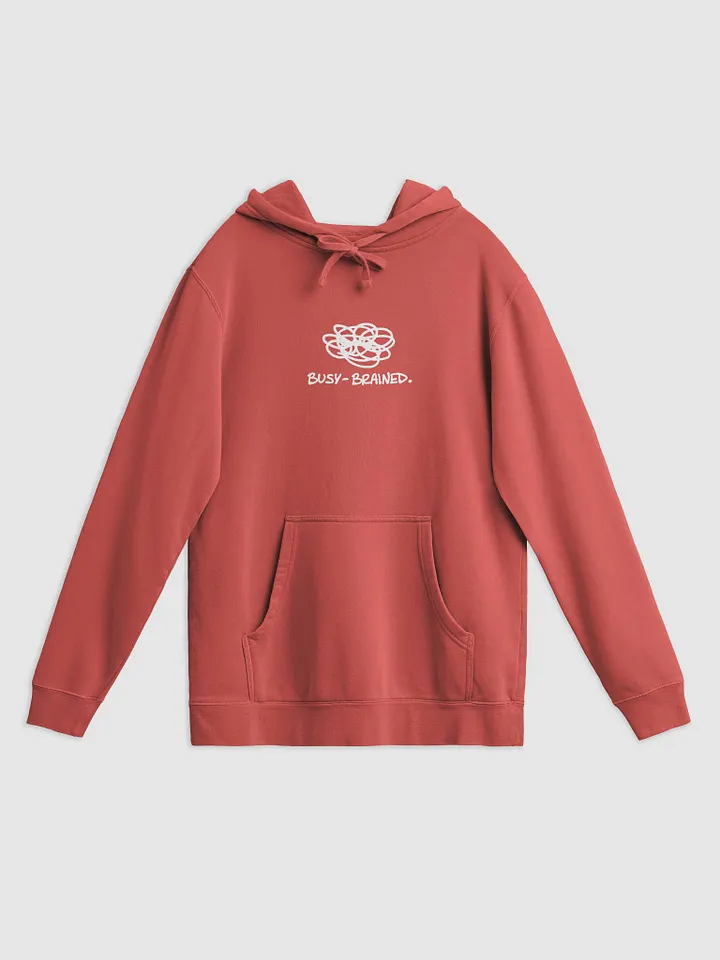 BUSY-BRAINED In My Head (white) printed pigment hoodie product image (1)