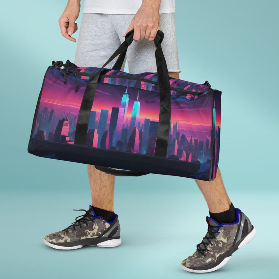 Vaporwave New York City All Over Print Duffel Bag product image (3)