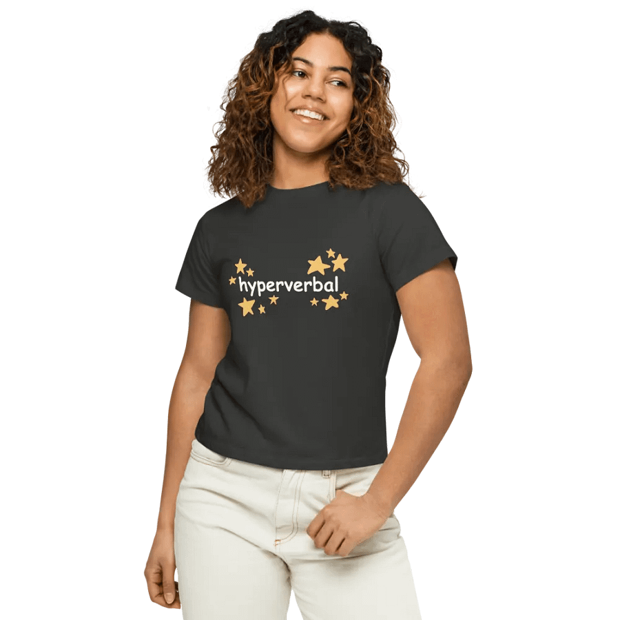 hyperverbal (comic sans and stars) printed waist-length tee product image (5)