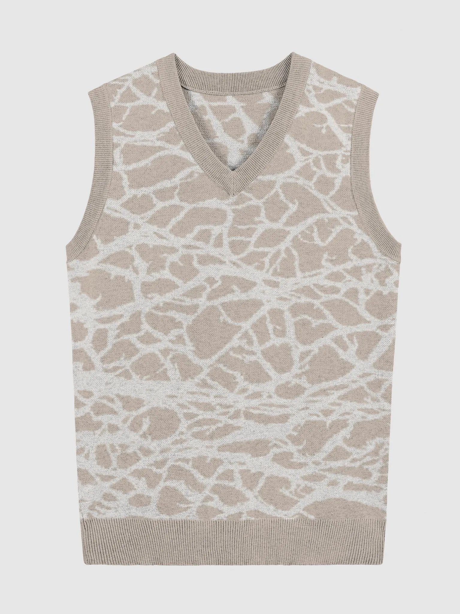 Organic Abstract Taupe Knitted Vest product image (1)