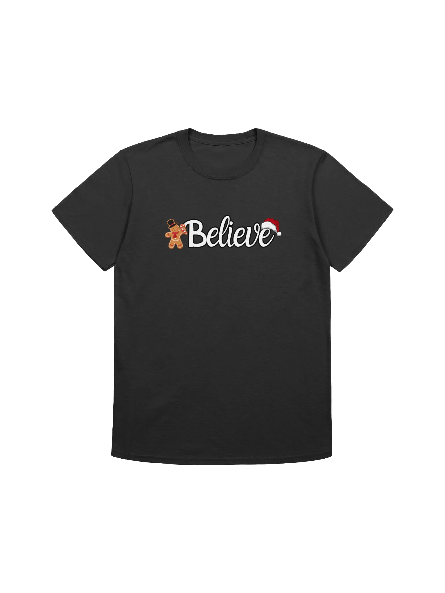 Cute Gingerbread Man and Santa Hat Christmas Unisex T-Shirt product image (4)