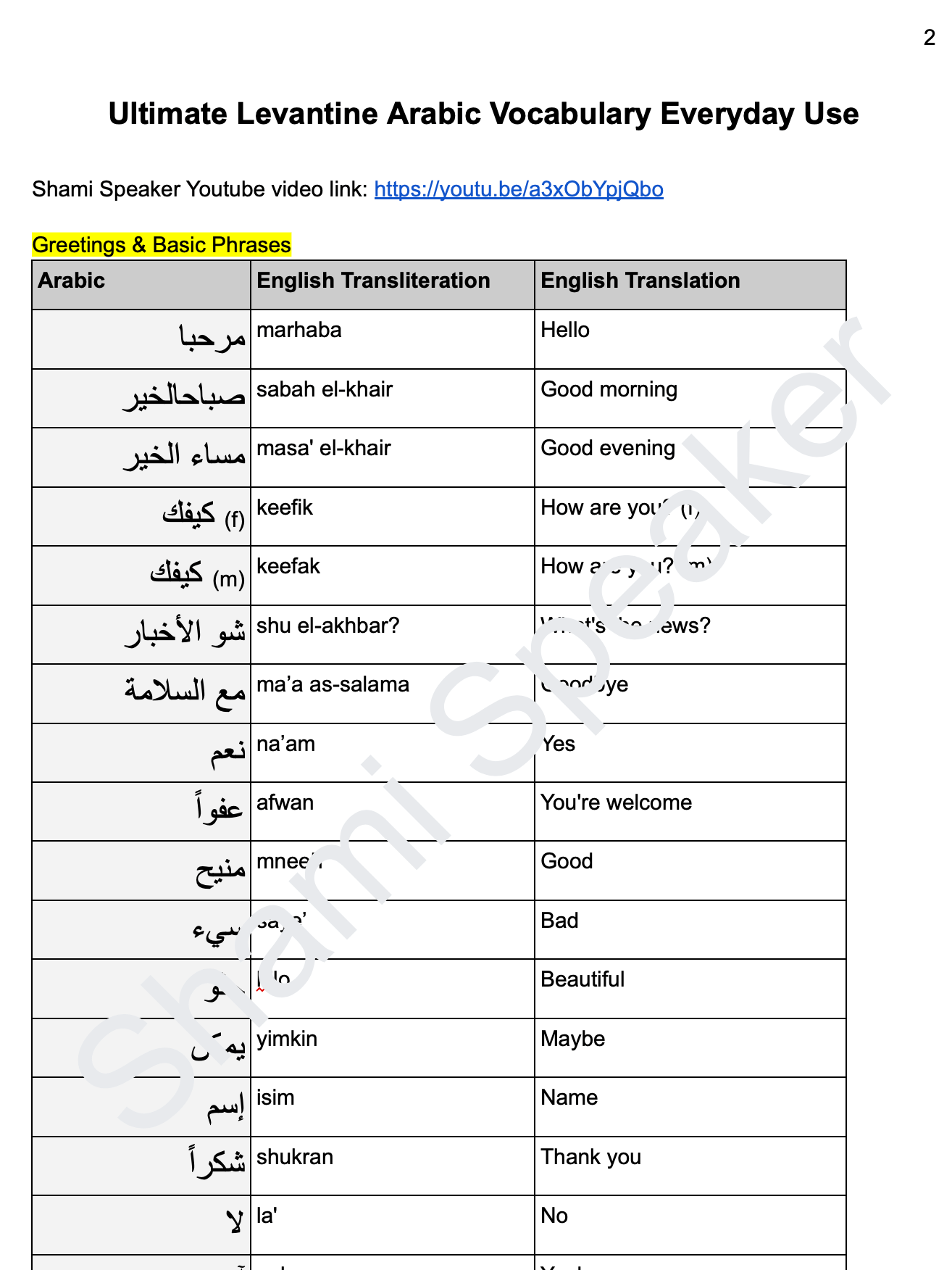 Ultimate Everyday Vocabulary in Levantine Arabic product image (2)