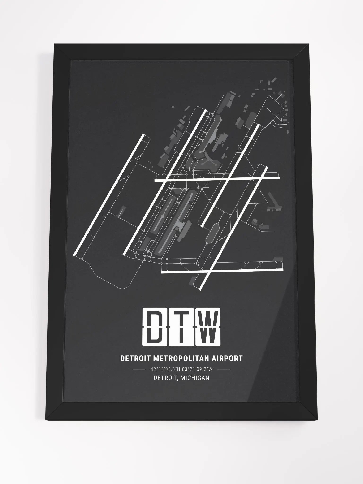 Framed Airport DTW Premium Map On Matt Paper product image (4)