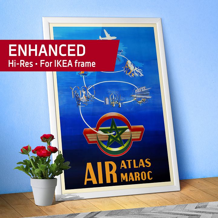 Morocco, Air Atlas/Air Maroc, 1954 — retro travel poster, vintage travel print product image (1)