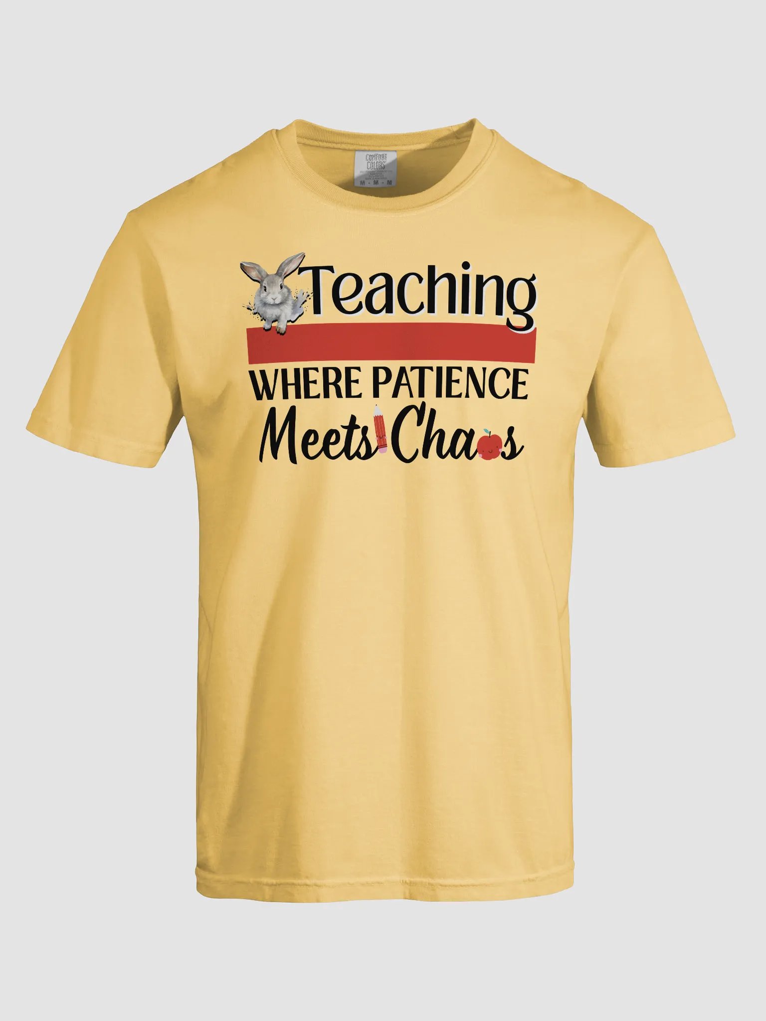 Bunny Teaching Where Patience Meets Chaos, Teachers Comfort Colors T-shirt product image (4)