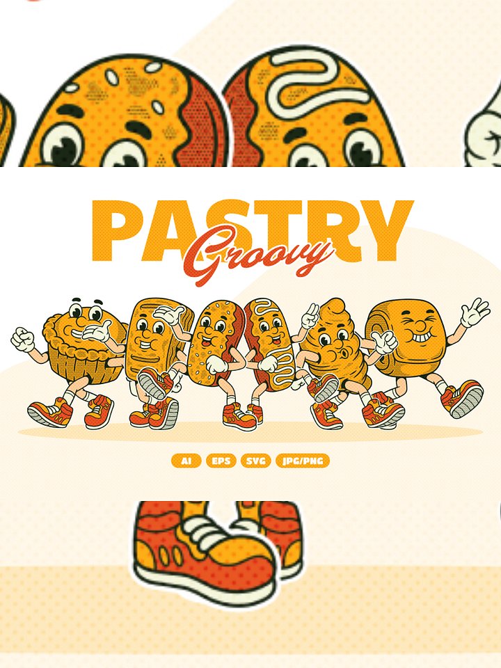 Retro Pastry Groovy Illustration product image (1)