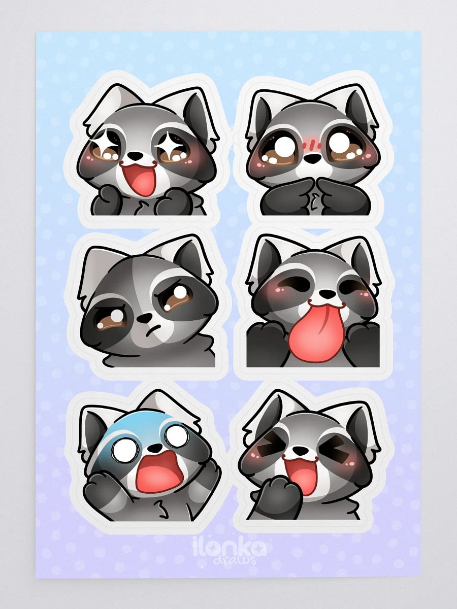 Raccoon emote stickersheet product image (3)