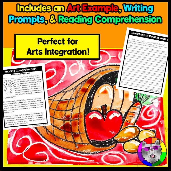 Thanksgiving Art Project Horn of Plenty Art Lesson Thanksgiving Art Activity product image (2)