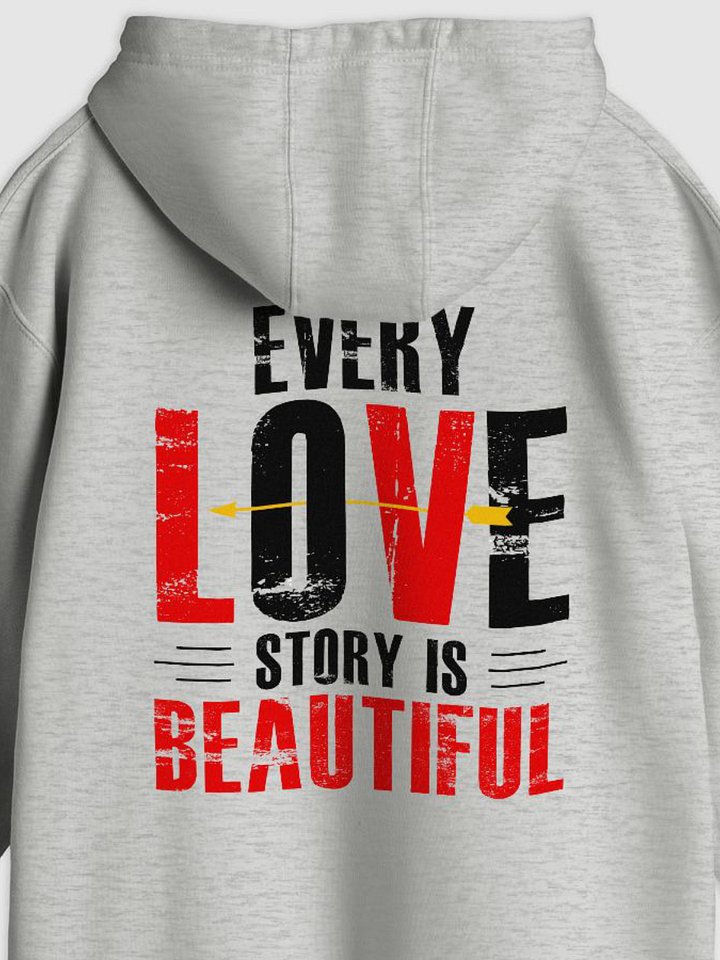 Every Love Story is Beautiful Hoodie (Back Only, Black Text) product image (1)