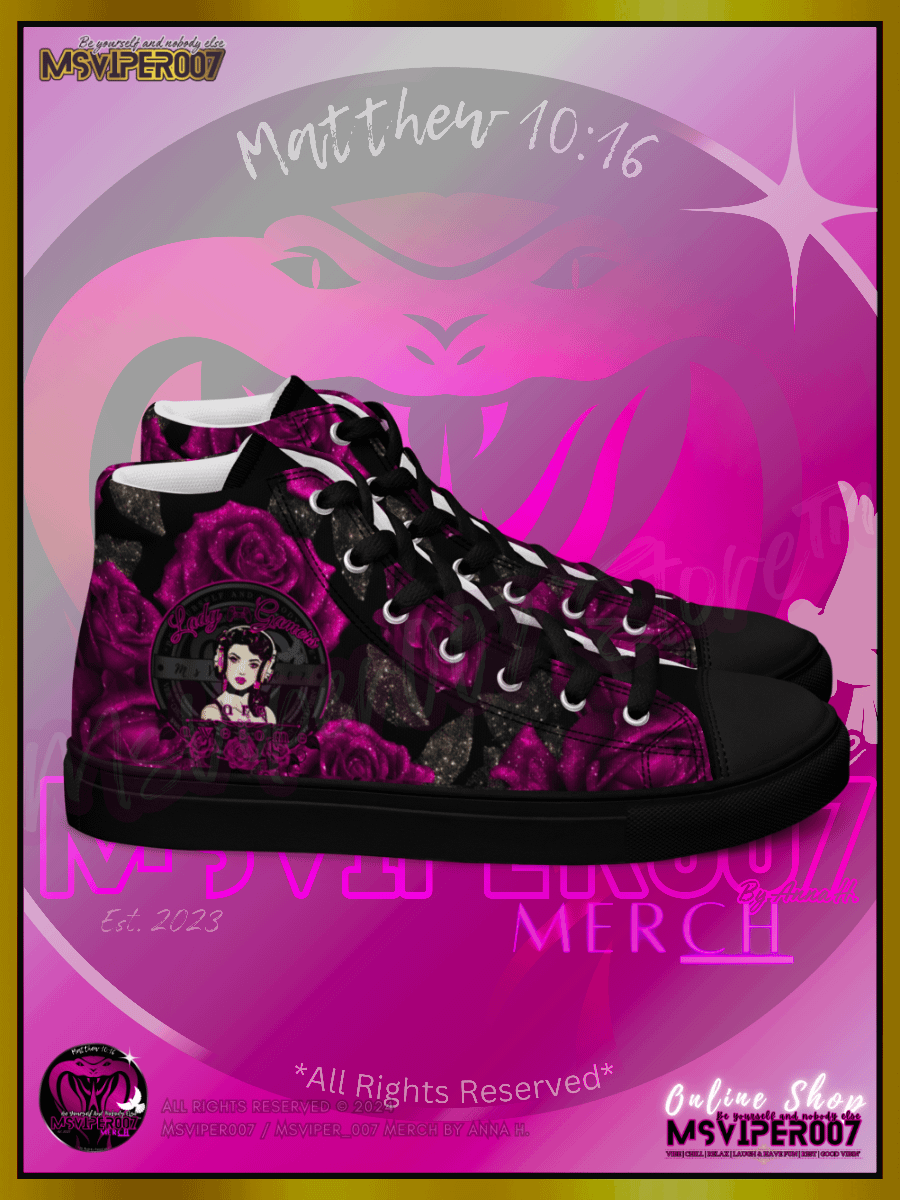 Shoes (High-Tops) - MsViper007's "Lady Gamers Are Awesome™ | [V3] (blk/velvet violent rose)" Womens Comfort High-Top Shoes by Anna H. product image (10)