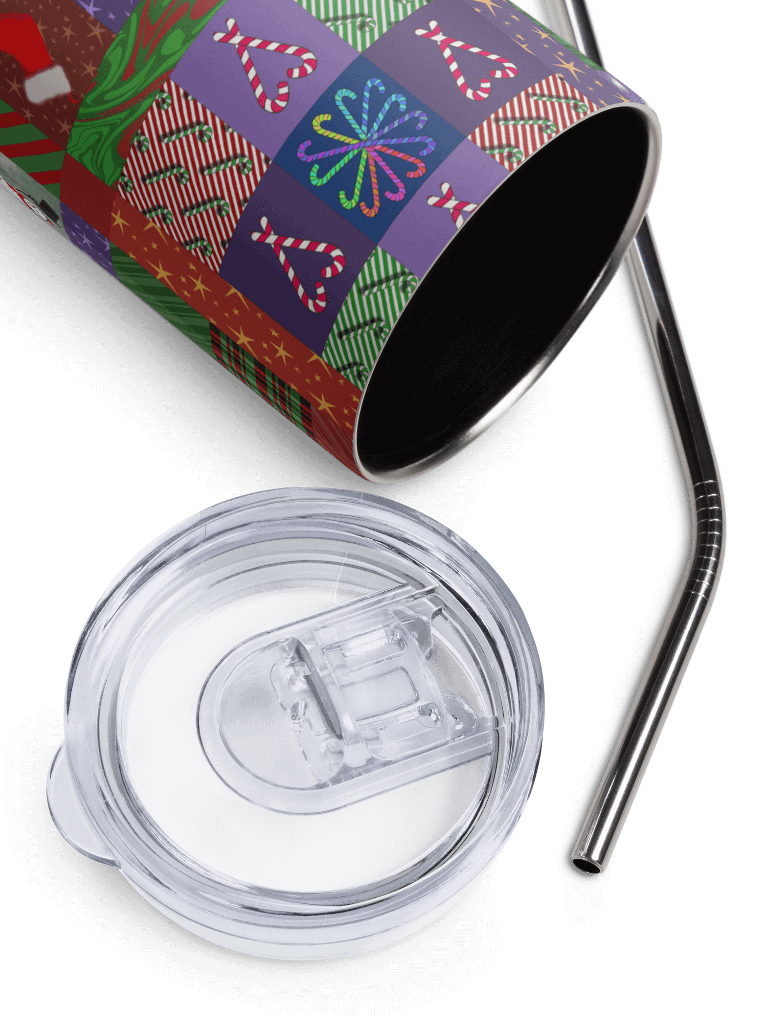 Christmas Memories Patchwork Stainless Steel Tumbler with Straw product image (4)