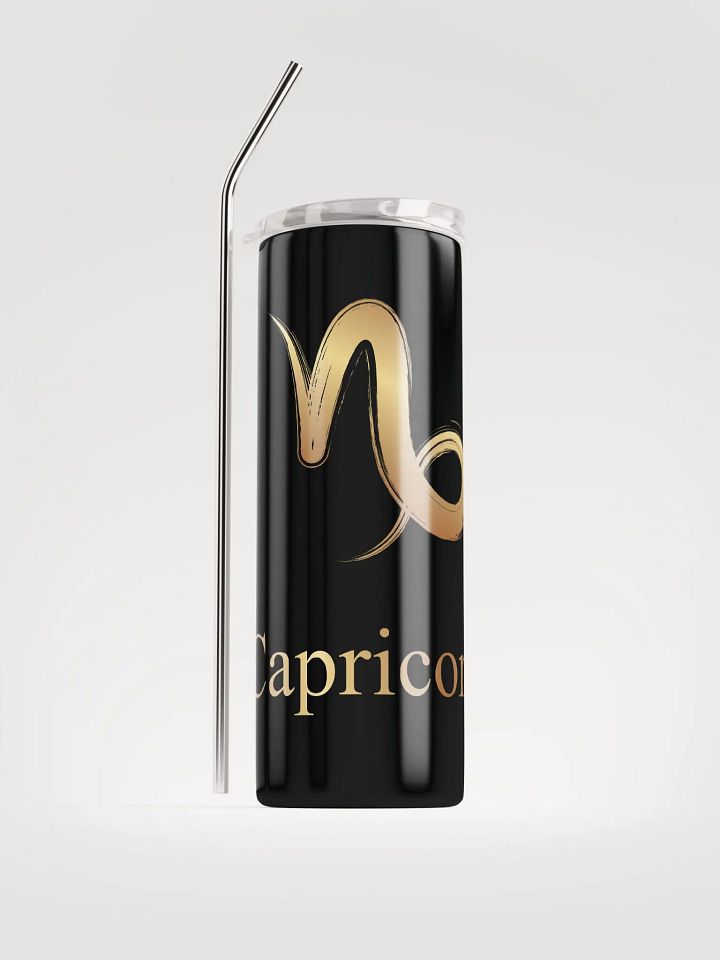 Golden Capricorn Stainless Steel Tumbler: Celestial Elegance in Every Sip! product image (1)