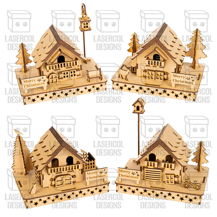 Christmas Houses (4 Styles) - Laser Cut Files product image (8)