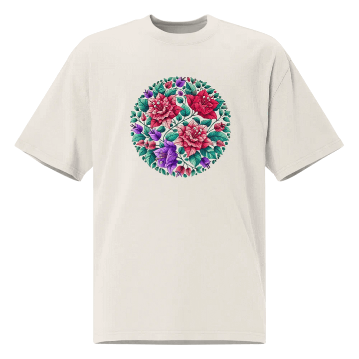 Symmetrical Floral Harmony Oversized T-Shirt | AI Design Bougainvillea Flower product image (1)