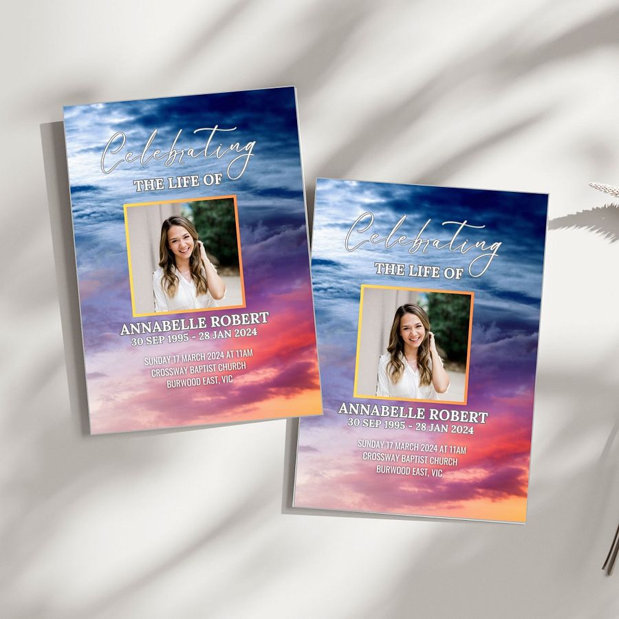 Magic Sky Funeral Program Canva Template product image (2)