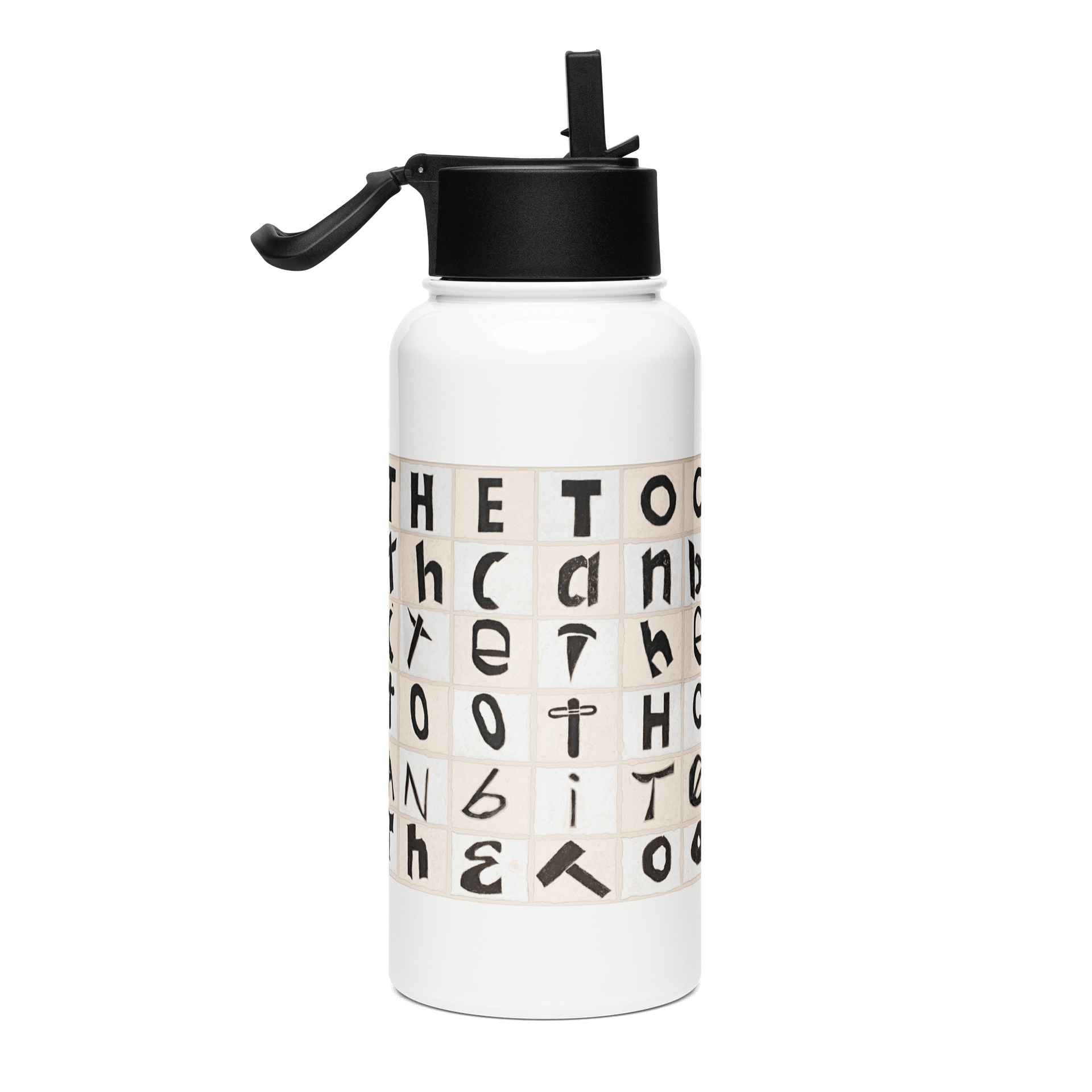 The Tooth Can Bite Stainless Steel Water Bottle with a Straw Lid in White product image (4)