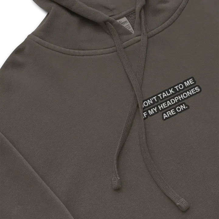 HEADPHONES ON (bubble design 2) embroidered pigment hoodie product image (1)