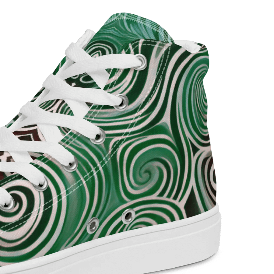 Funky Cool Green Liquid Tie-Dye Men's High-Top Canvas Shoes product image (10)