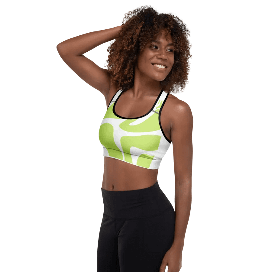 Woman Active Wear Padded Sports Bra Green Abstract product image (5)