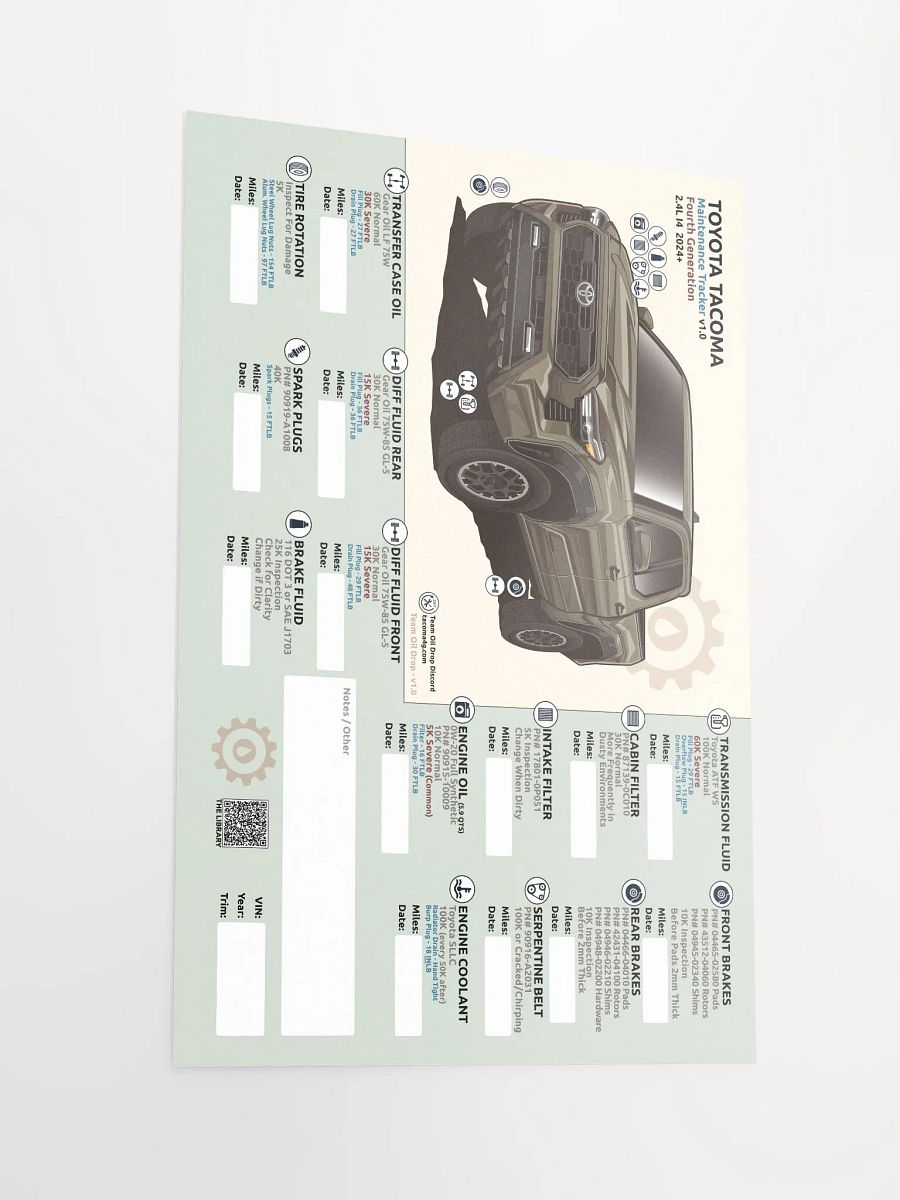 4TH GEN MAINTENANCE TRACKER V1.0 - Bronze product image (3)