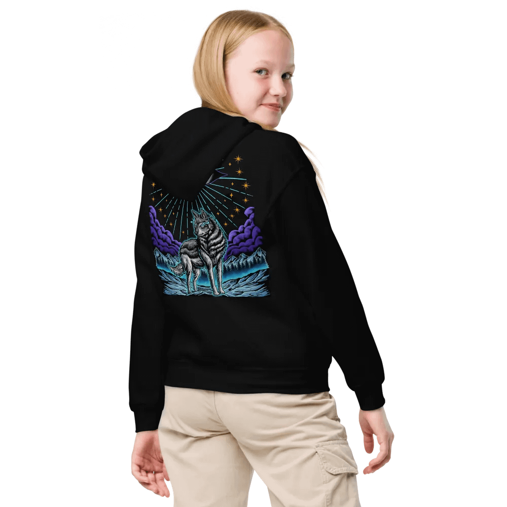 Wolf Sky Front/Back Kids Gildan Hoodie product image (2)