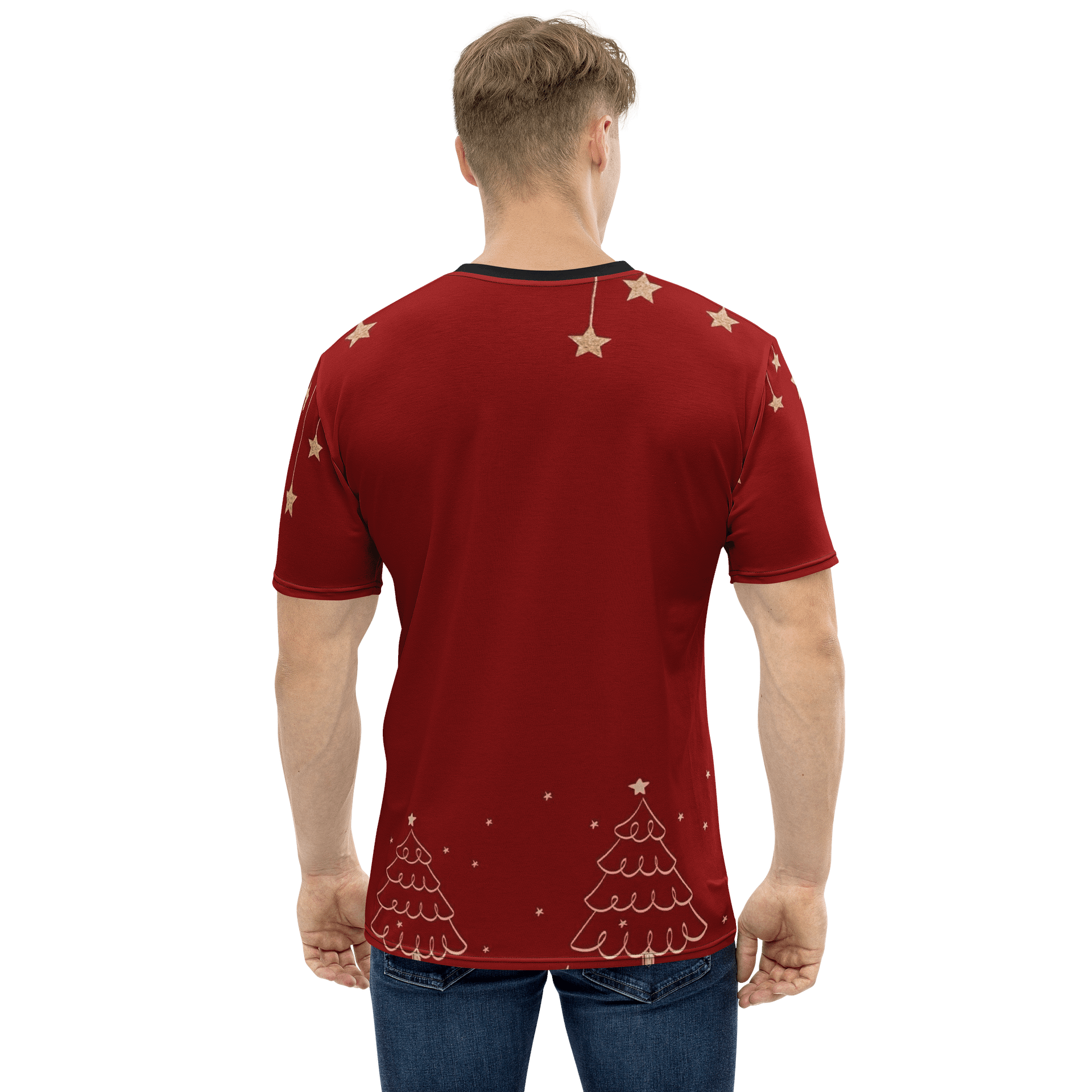 Aarpoo red Christmas Star Mens Tshirt product image (1)