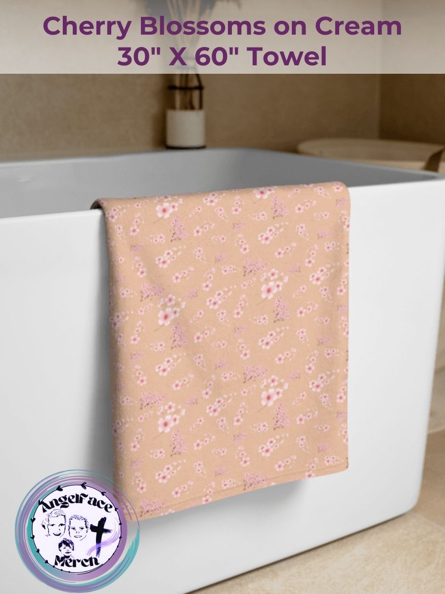 Cherry Blossom Flowers Cream Towel product image (3)