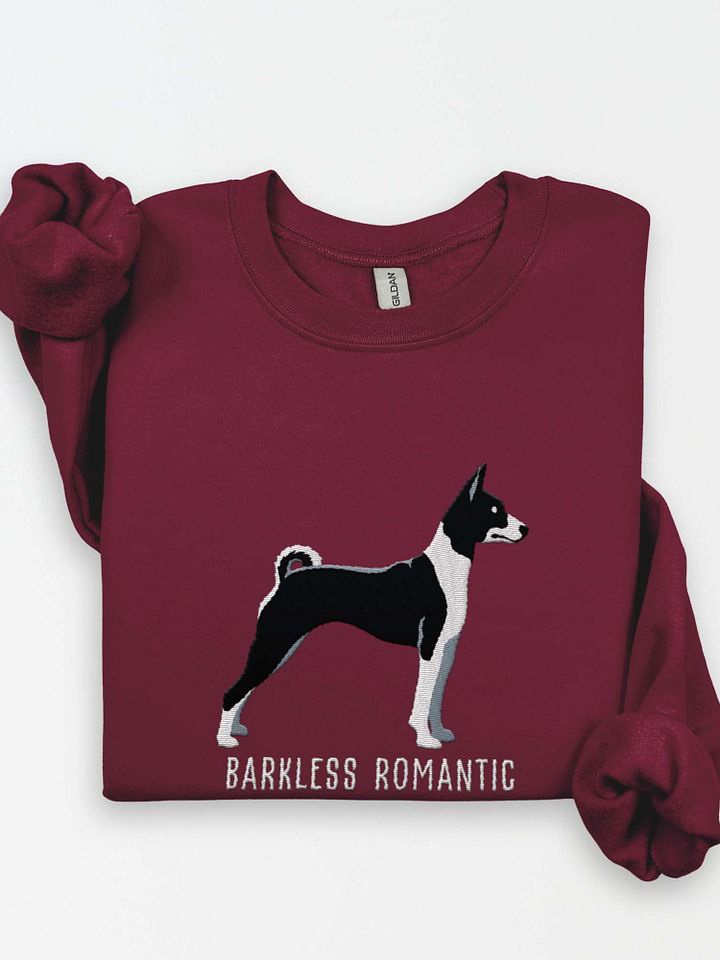 Barkless Romantic Sweatshirt (Embroidered) of a Basenji(Black & White) product image (1)