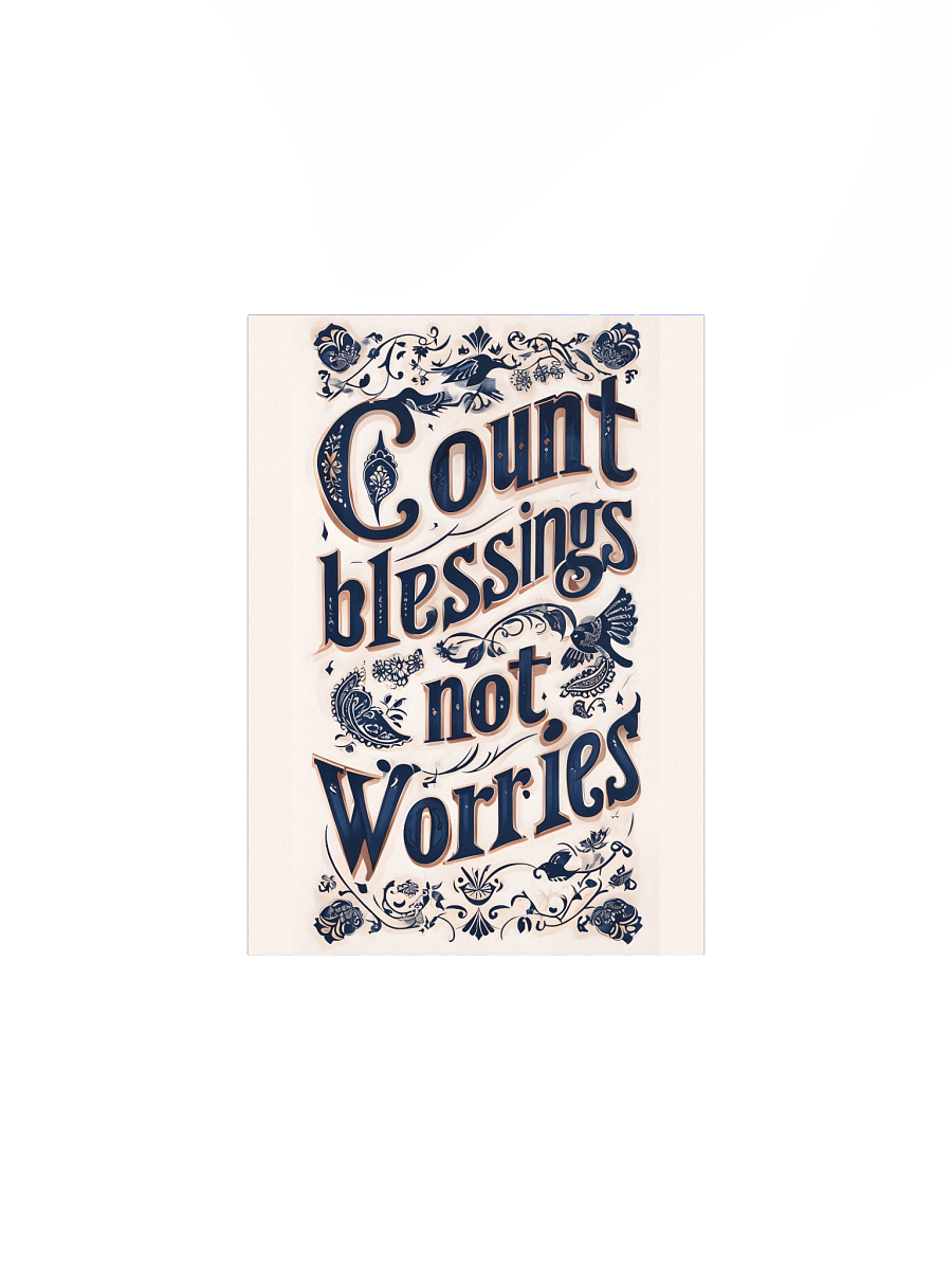 Count Blessings, Not Worries – Decorative Typography Beige Background Poster product image (1)