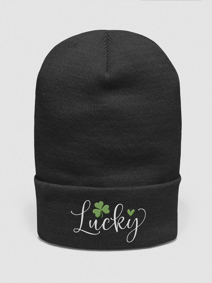 Cursive Lucky Embroidered Cuffed Beanie product image (6)
