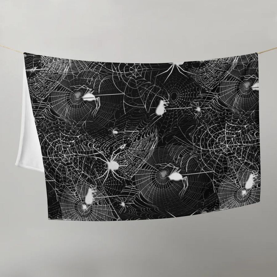 Black and White Spider Webs Throw Blanket product image (21)