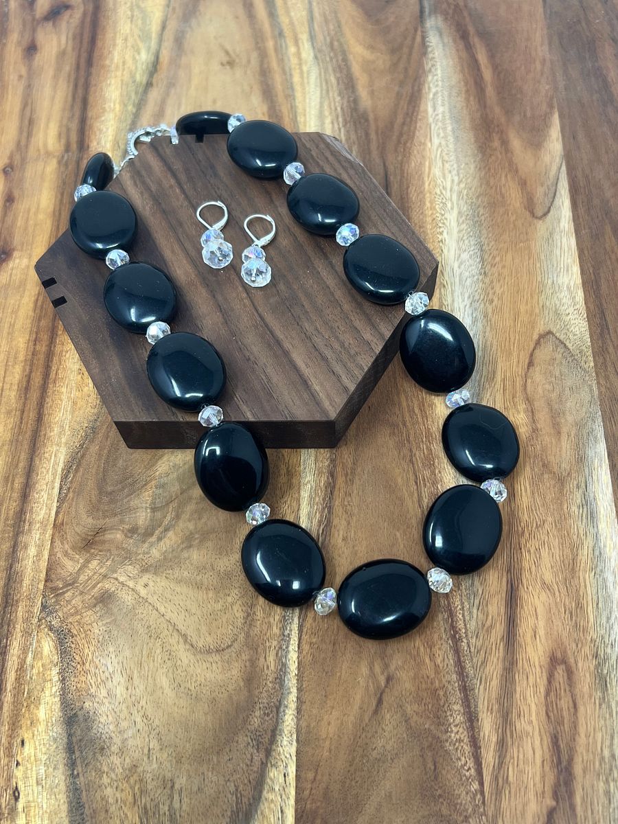 Handmade Necklace Set (Black Stones, Crystals) product image (1)