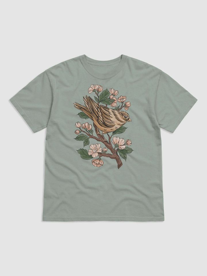 Goblincore and Cottagecore Shirts for Bird Lovers | Sparrow Among Cherry Blossoms Botanicals T-Shirt product image (2)