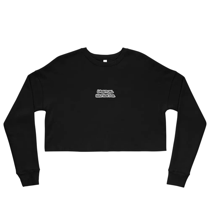 HABITUAL INSTIGATOR (B&W thread) embroidered fleece crop crew product image (5)