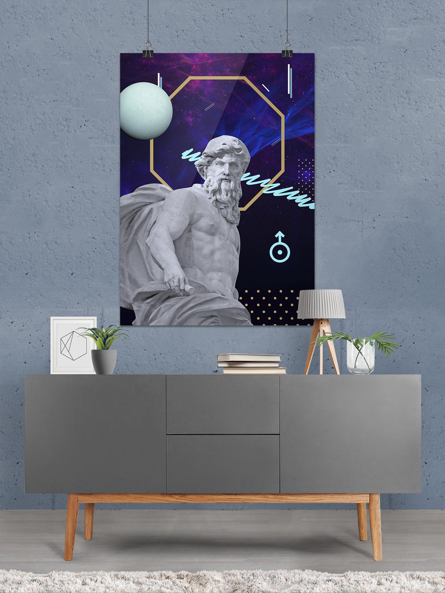Synthwave Gods and Planets: Uranus (lat. Caelus) [synthwave/vaporwave/retrowave/cyberpunk] — aesthetic poster, retrowave poster, neon poster product image (2)