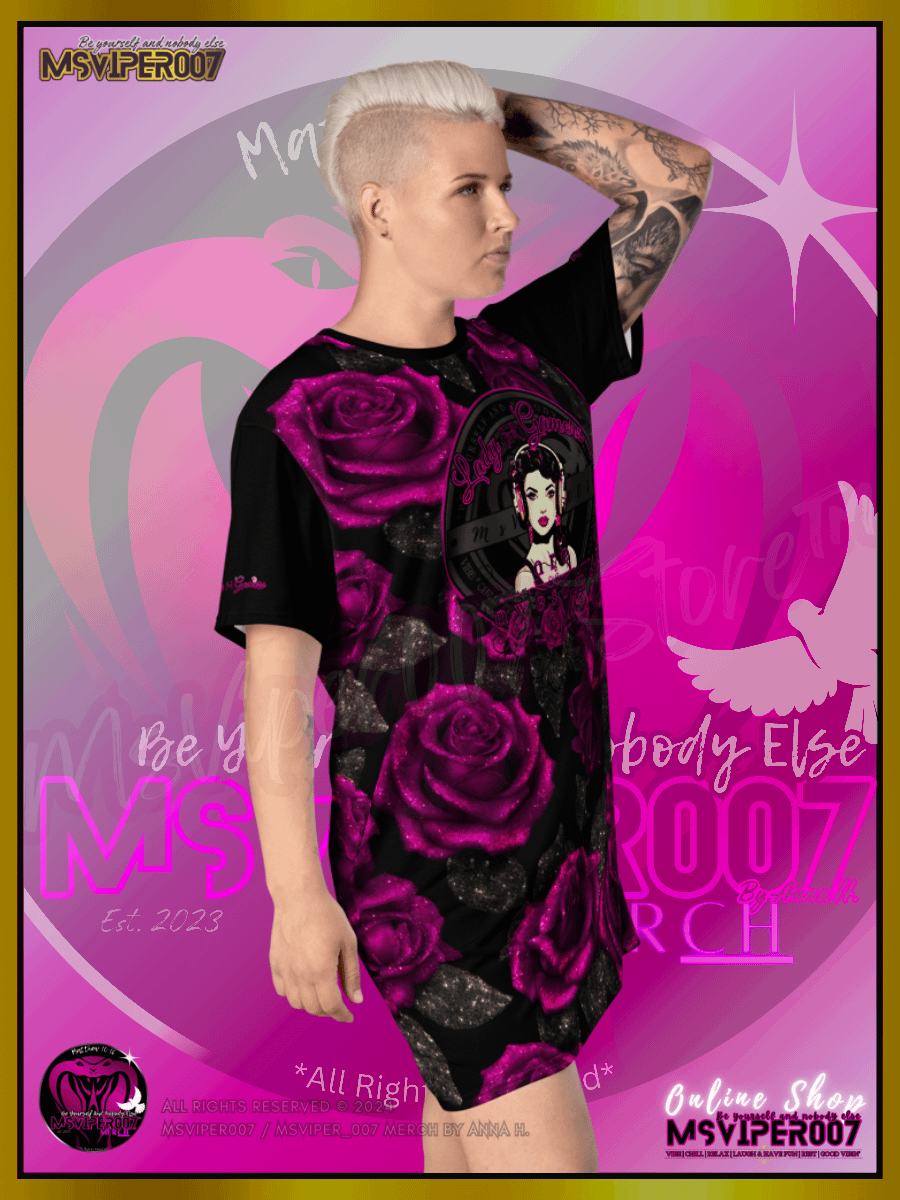 T-Shirt Dress - MsViper007's "Lady Gamers Are Awesome™ [black/velvet violet rose | V3]" T-Shirt Dress product image (10)